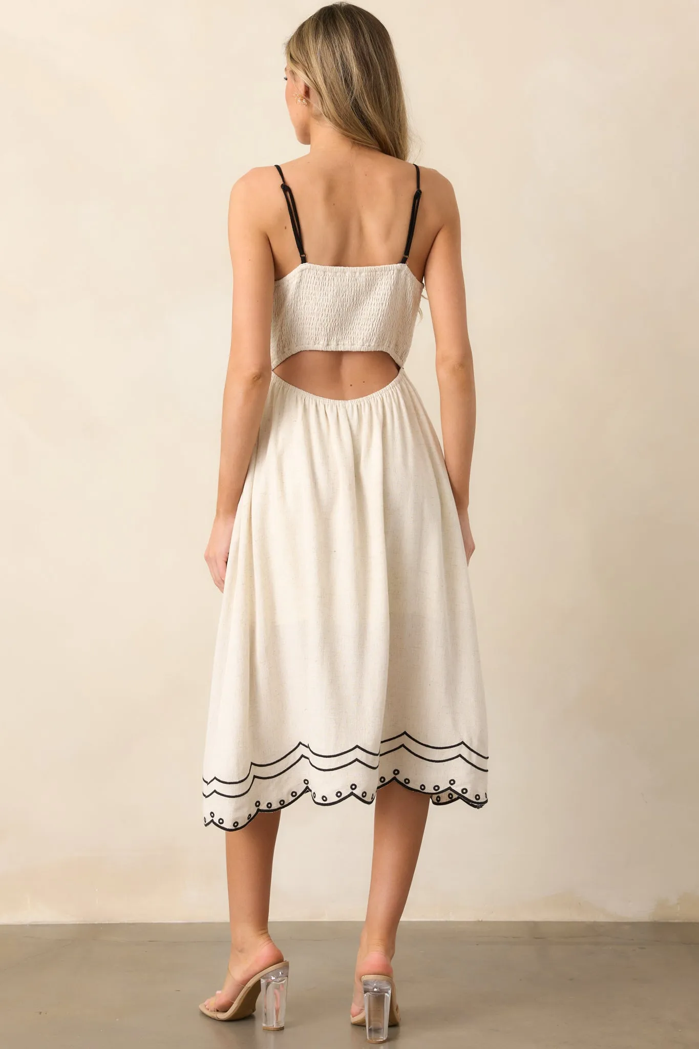 Afternoon Lunch Natural Linen Midi Dress