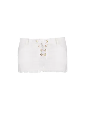 Alexi White Denim Lace Up Shorts