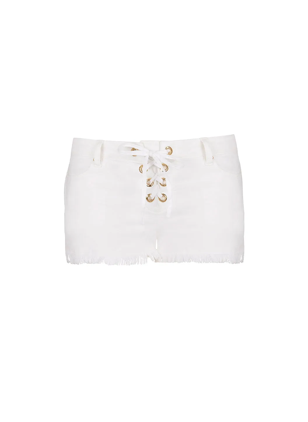 Alexi White Denim Lace Up Shorts