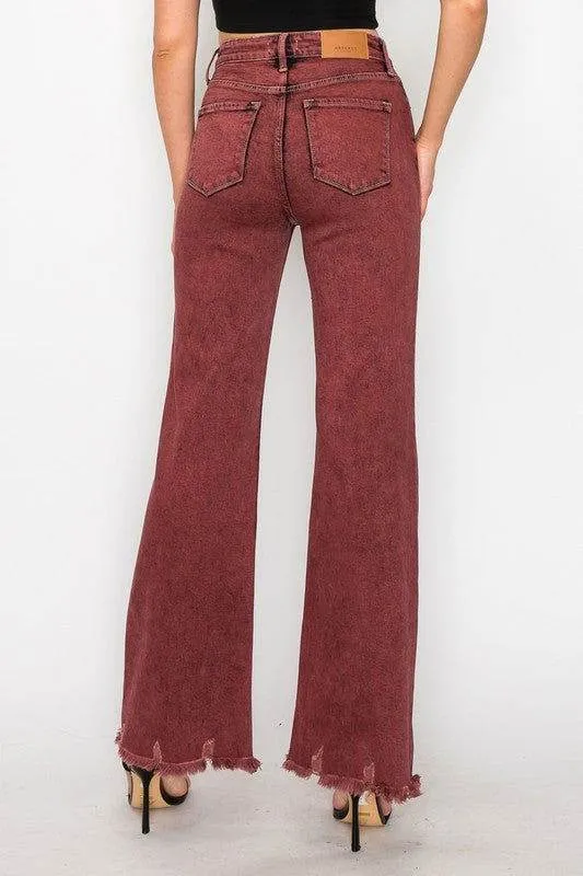 Artemis Vintage Tummy Control Burgundy High Rise Flare Jeans