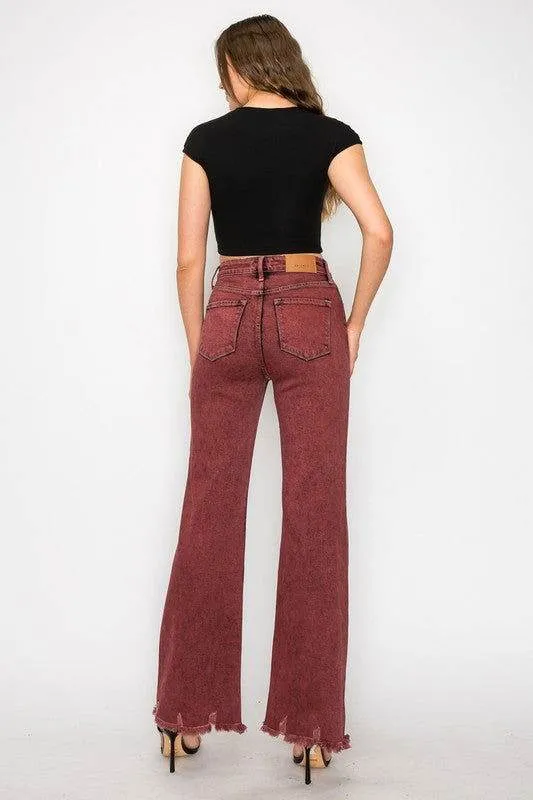 Artemis Vintage Tummy Control Burgundy High Rise Flare Jeans