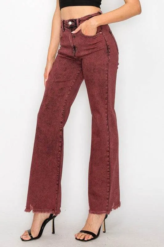 Artemis Vintage Tummy Control Burgundy High Rise Flare Jeans