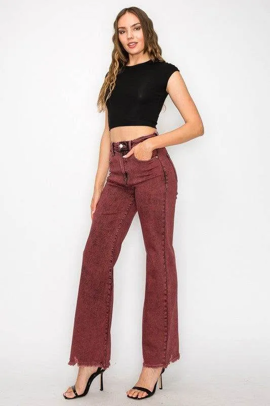 Artemis Vintage Tummy Control Burgundy High Rise Flare Jeans