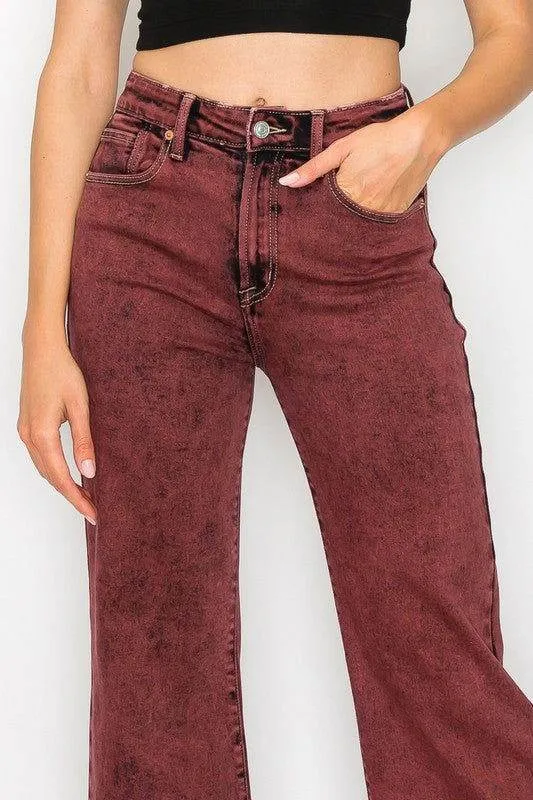 Artemis Vintage Tummy Control Burgundy High Rise Flare Jeans