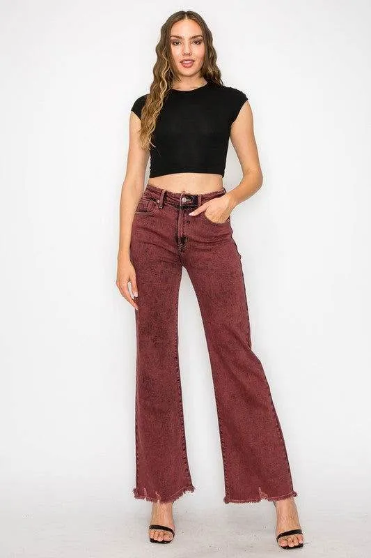 Artemis Vintage Tummy Control Burgundy High Rise Flare Jeans