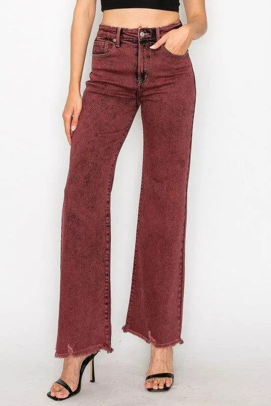 Artemis Vintage Tummy Control Burgundy High Rise Flare Jeans