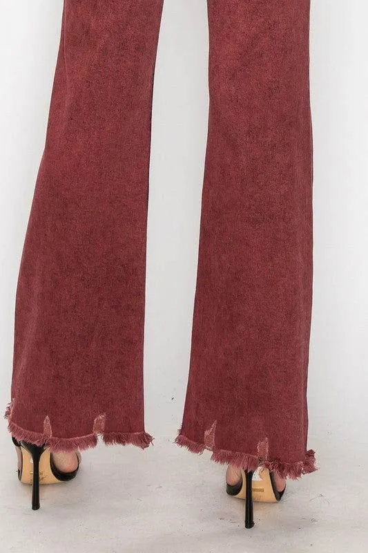 Artemis Vintage Tummy Control Burgundy High Rise Flare Jeans