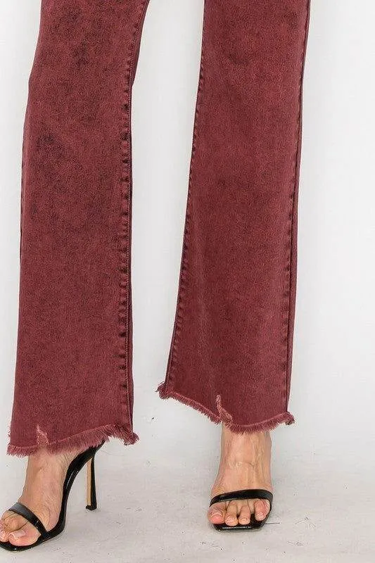 Artemis Vintage Tummy Control Burgundy High Rise Flare Jeans