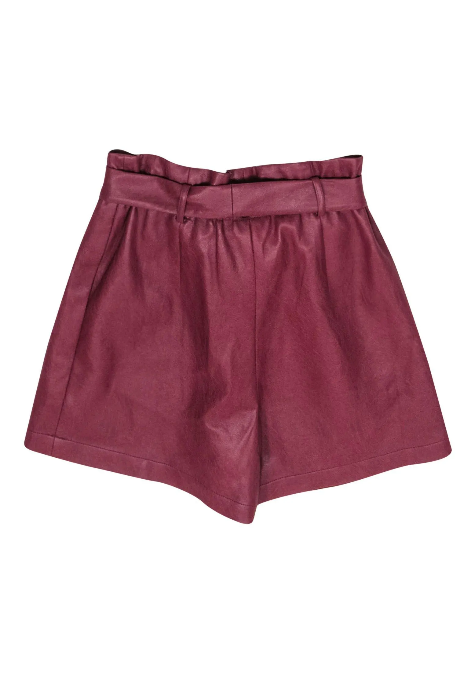 BCBG Max Azria - Burgundy Faux Leather Paperbag Shorts Sz XS