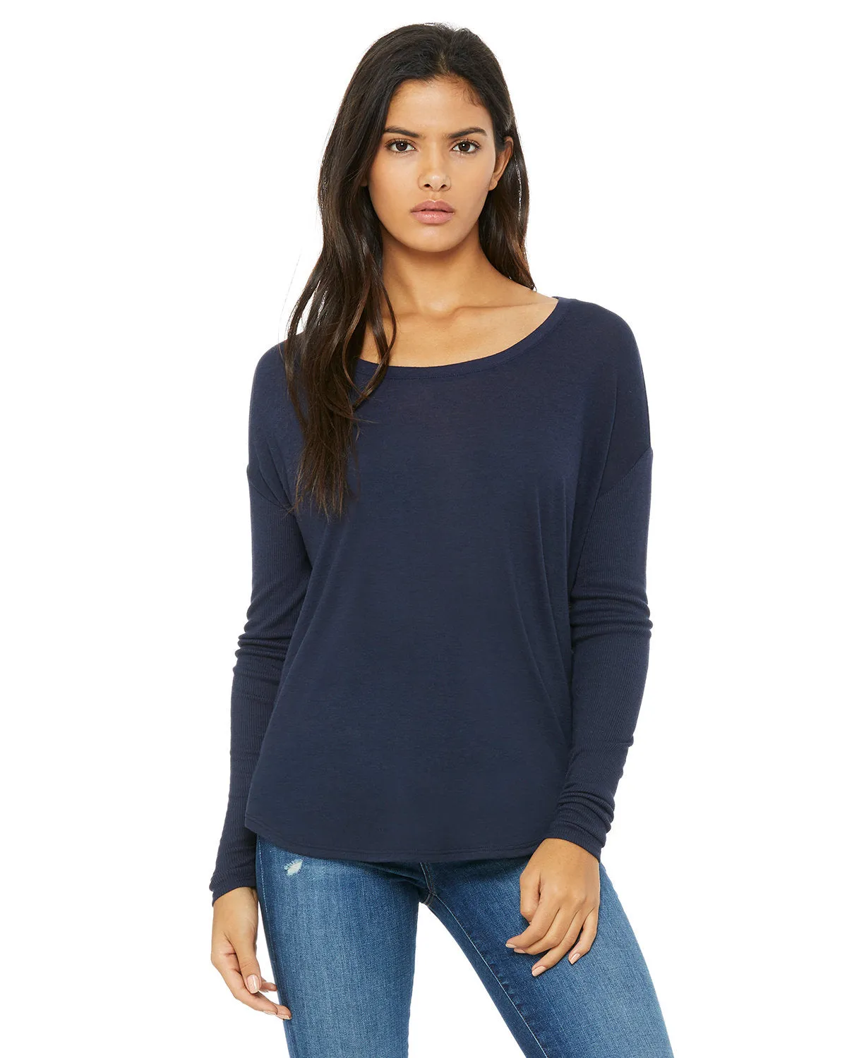 Bella   Canvas Ladies' Flowy Long-Sleeve T-Shirt with 2x1 Sleeves