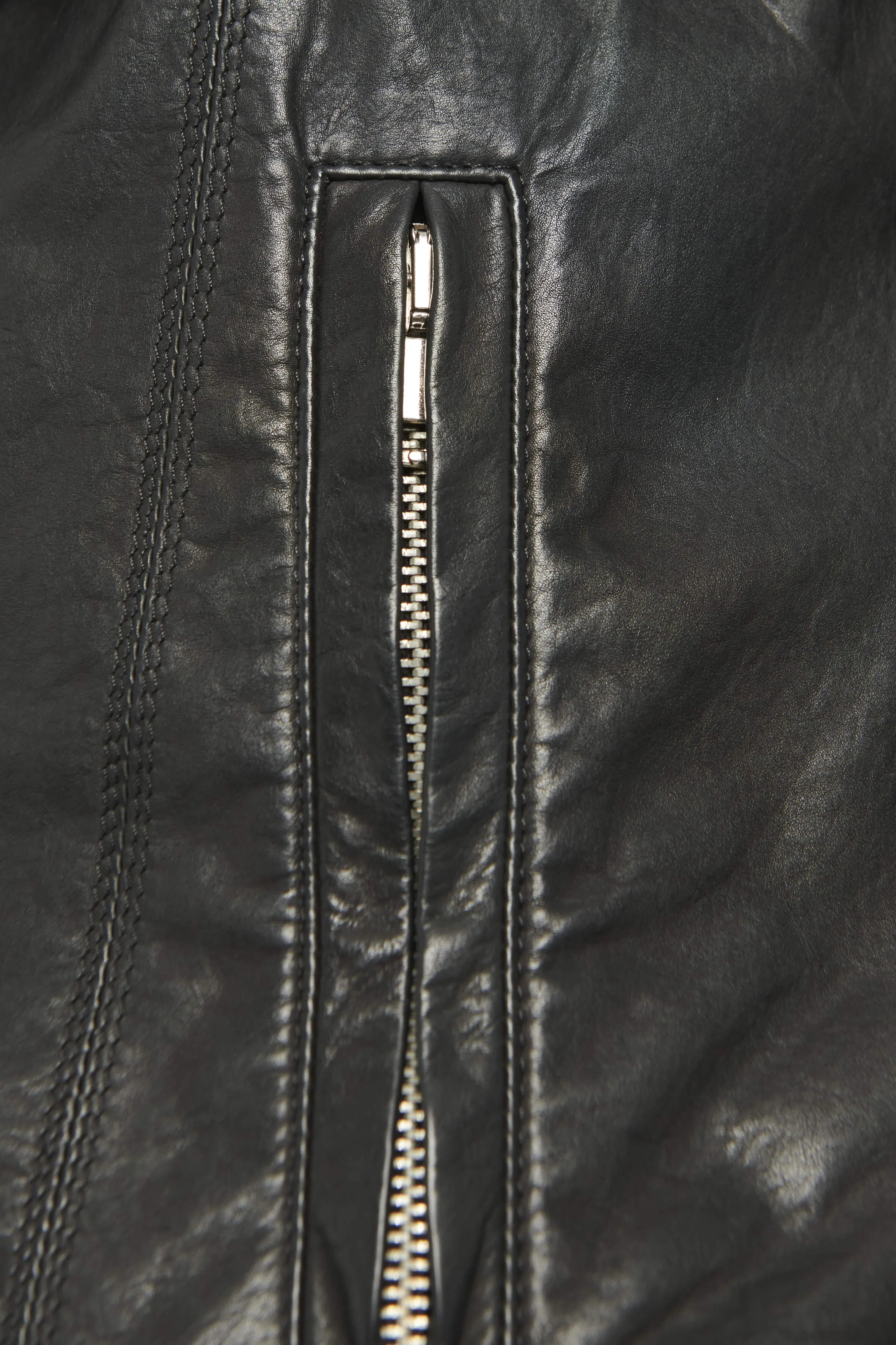 Black leather Asymmetric Preowned Leather Jacket