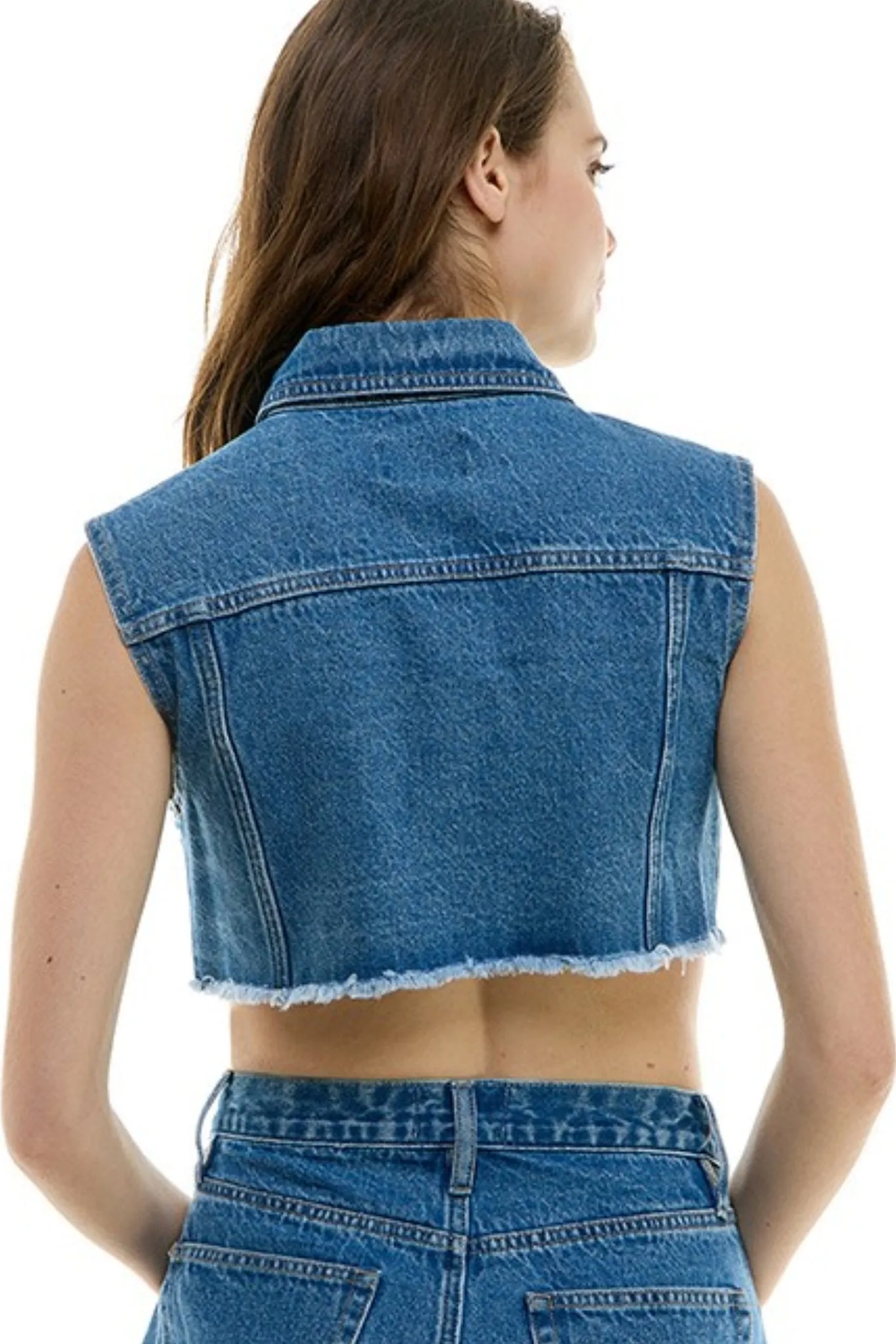 Brittany denim crop vest