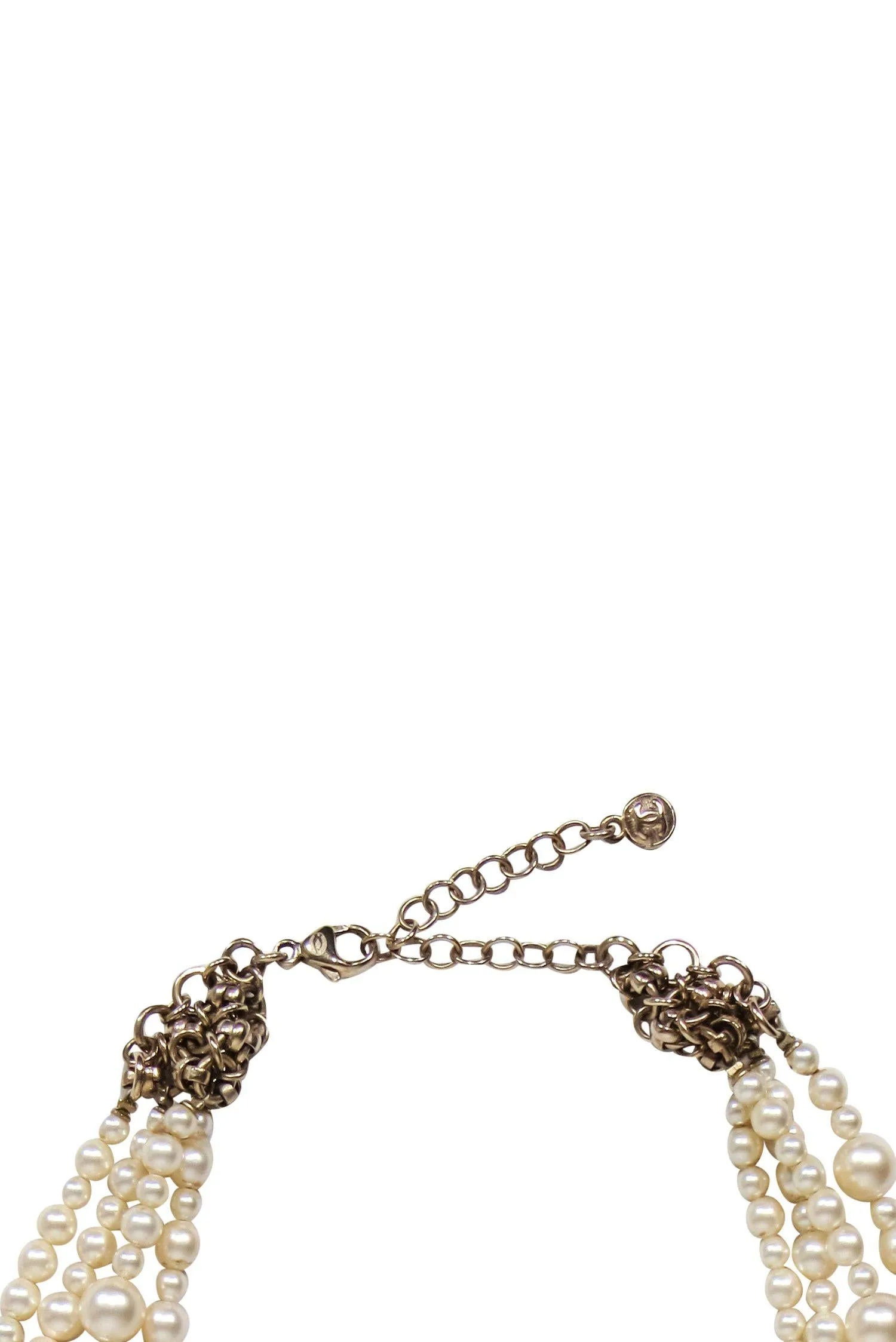 Chanel - Faux Pearl Bubble & Square Design Layered Necklace