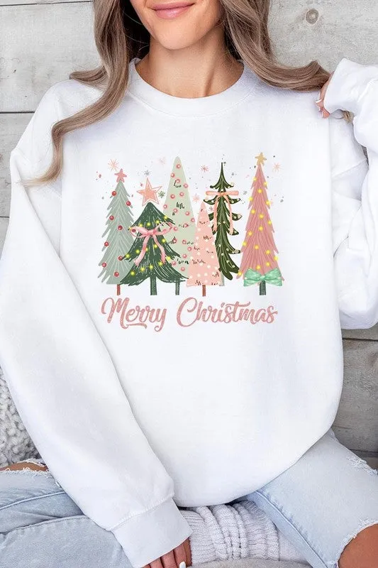 Coquette Christmas Trees Fleece Sweatshirts