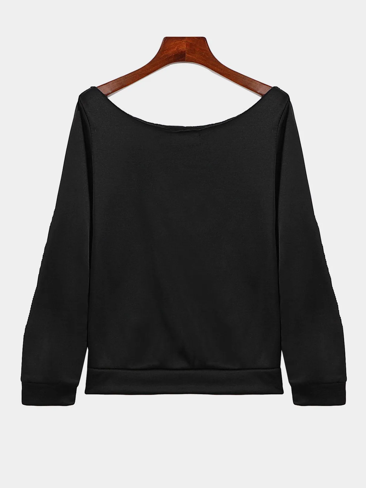 Custom Asymmetric Shoulder Long Sleeves Top With Lipprint