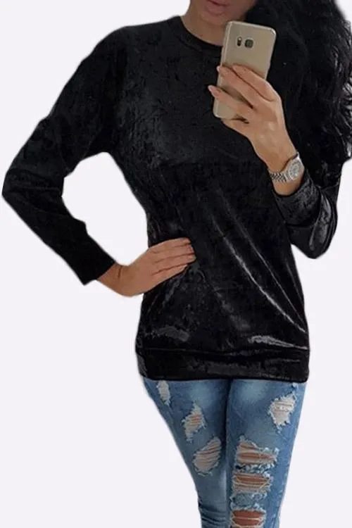 Custom Round Neck Long Sleeve Black T-Shirt