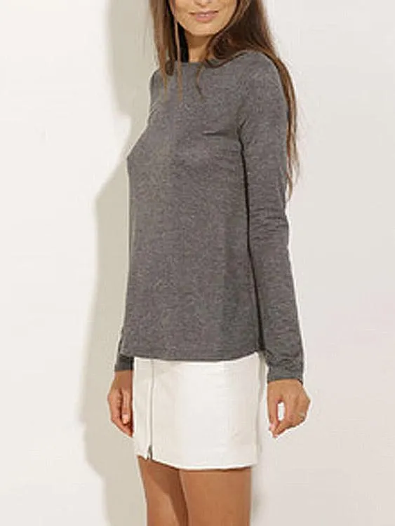 Custom Round Neck Long Sleeve Grey Top