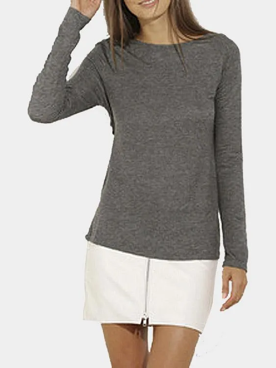 Custom Round Neck Long Sleeve Grey Top