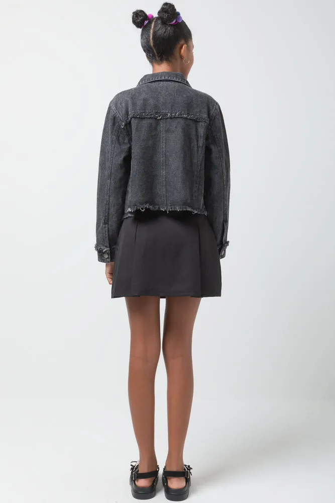 Frayed Edges Denim Jacket Black