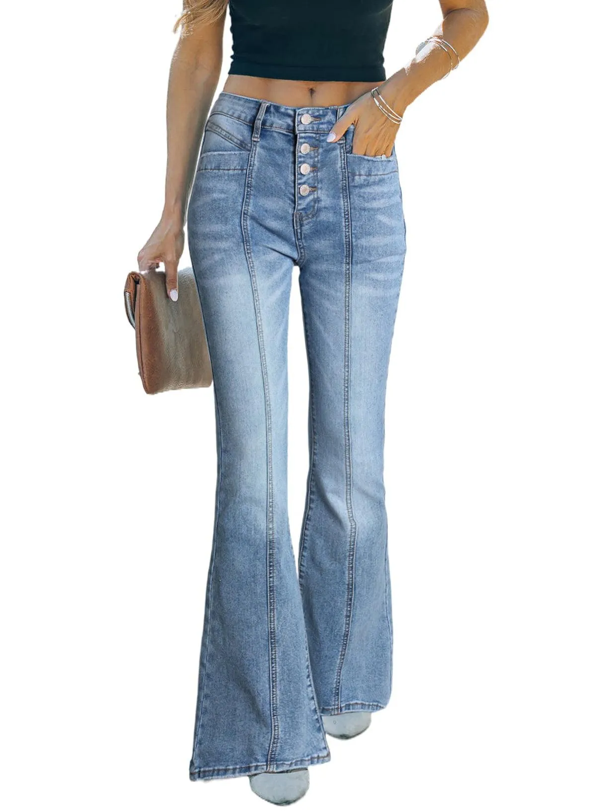 High Waisted Flared Bottom Jeans