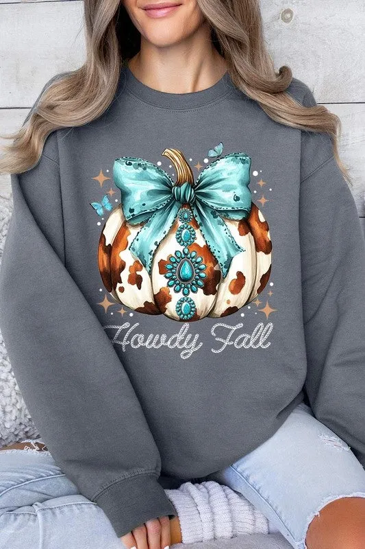 Howdy Fall Western Pumpkin Fleece Sweatshirts