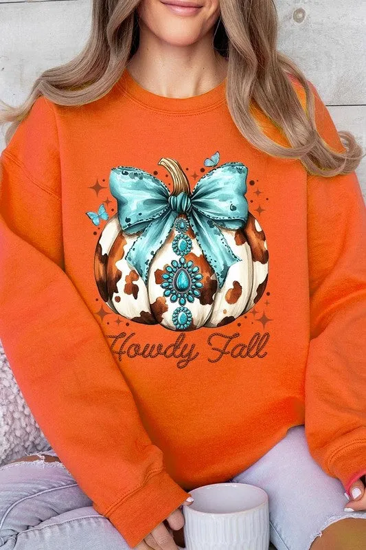 Howdy Fall Western Pumpkin Fleece Sweatshirts