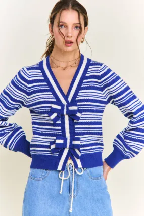 In the Beginning Blue Stripe Knit Cardigan