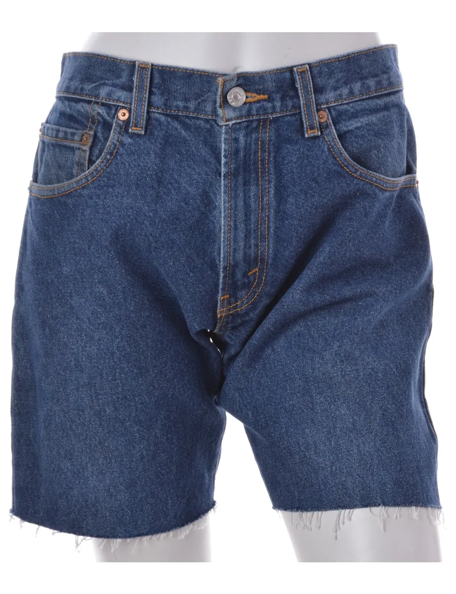 Indigo Frayed Denim Shorts