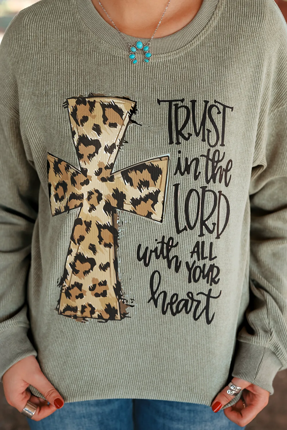 Jesus Cross Corded Oversized Sweatshirt