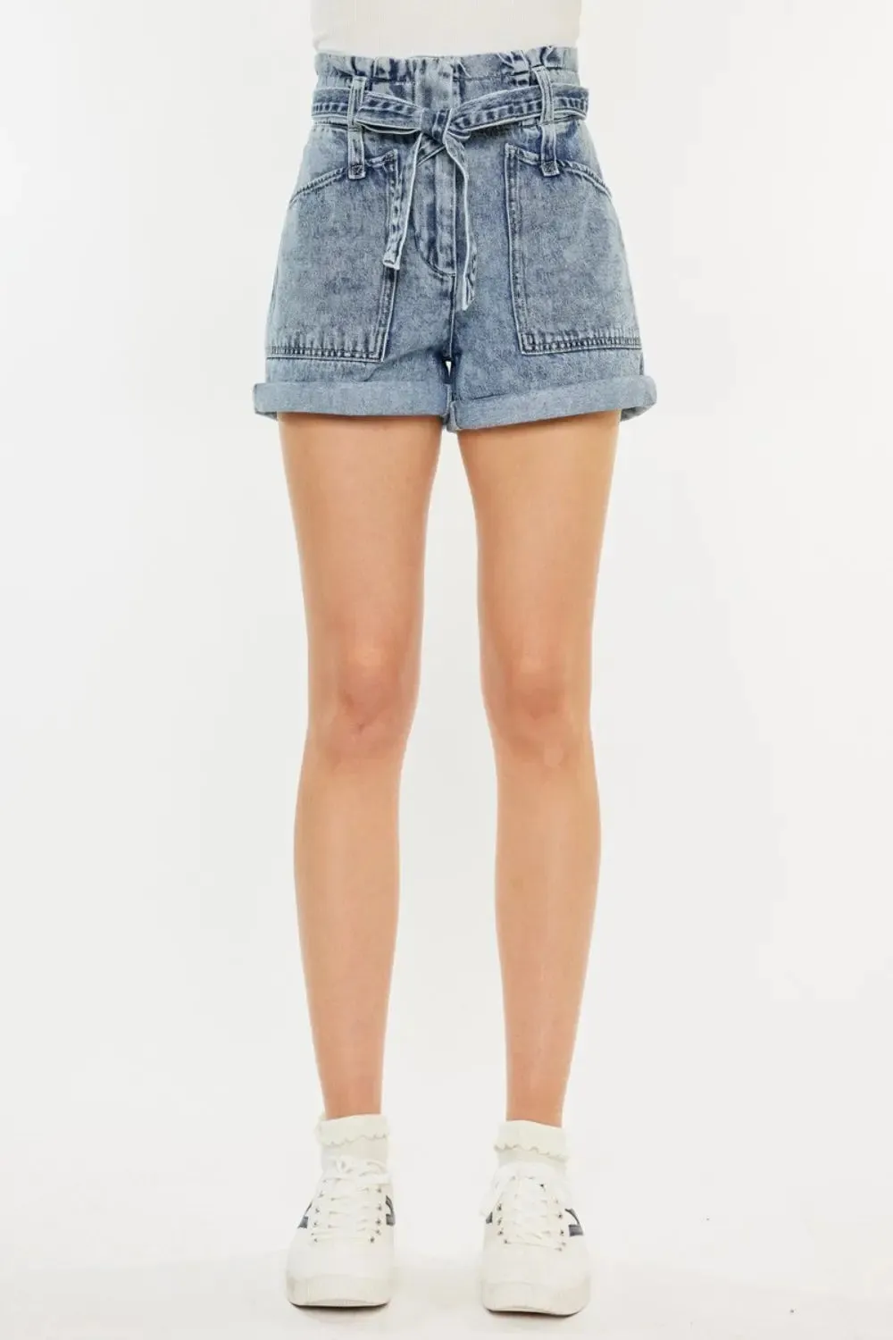 Kancan Ultra High Rise Paperbag Denim Shorts