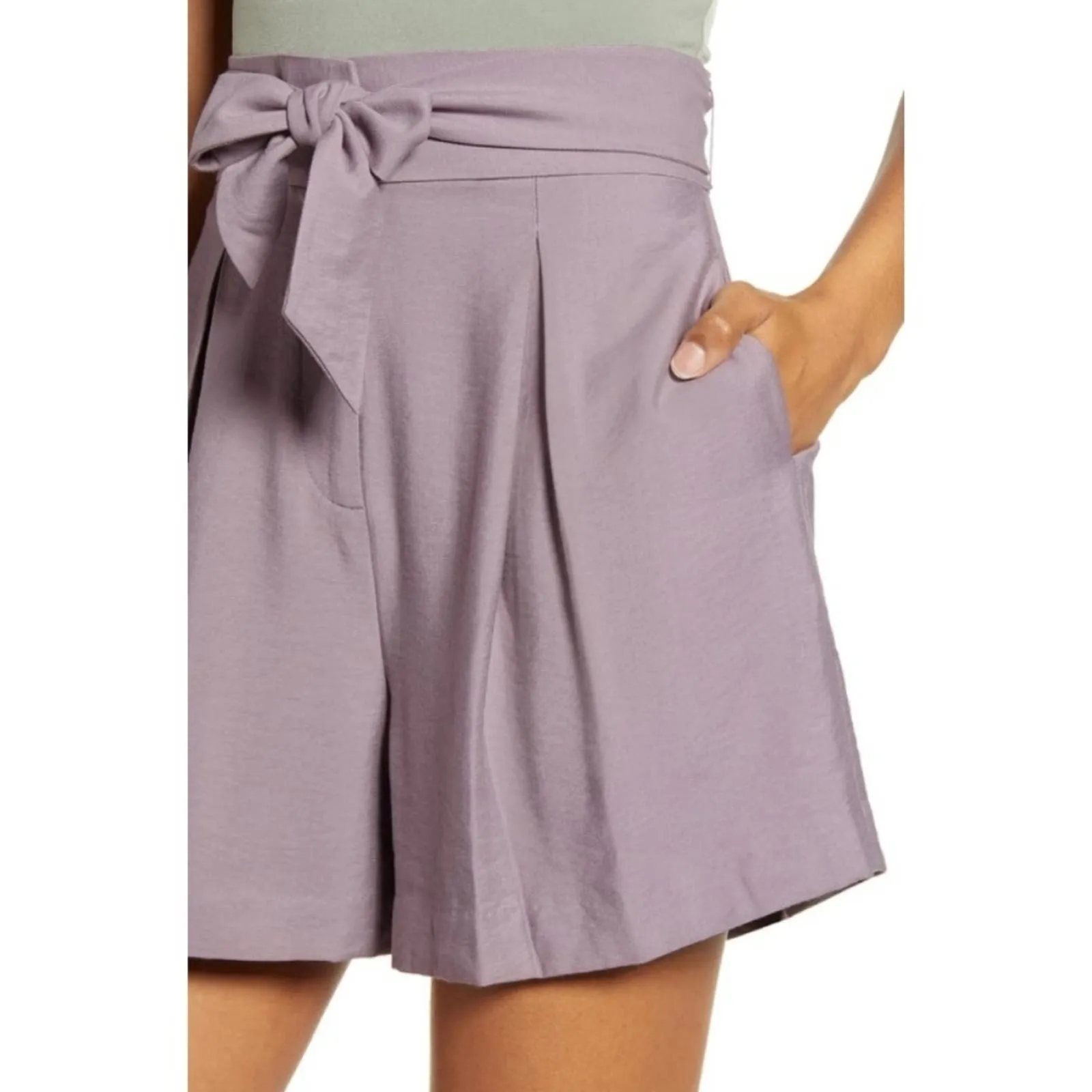 Leith Tie Belt Hammered Shorts Purple