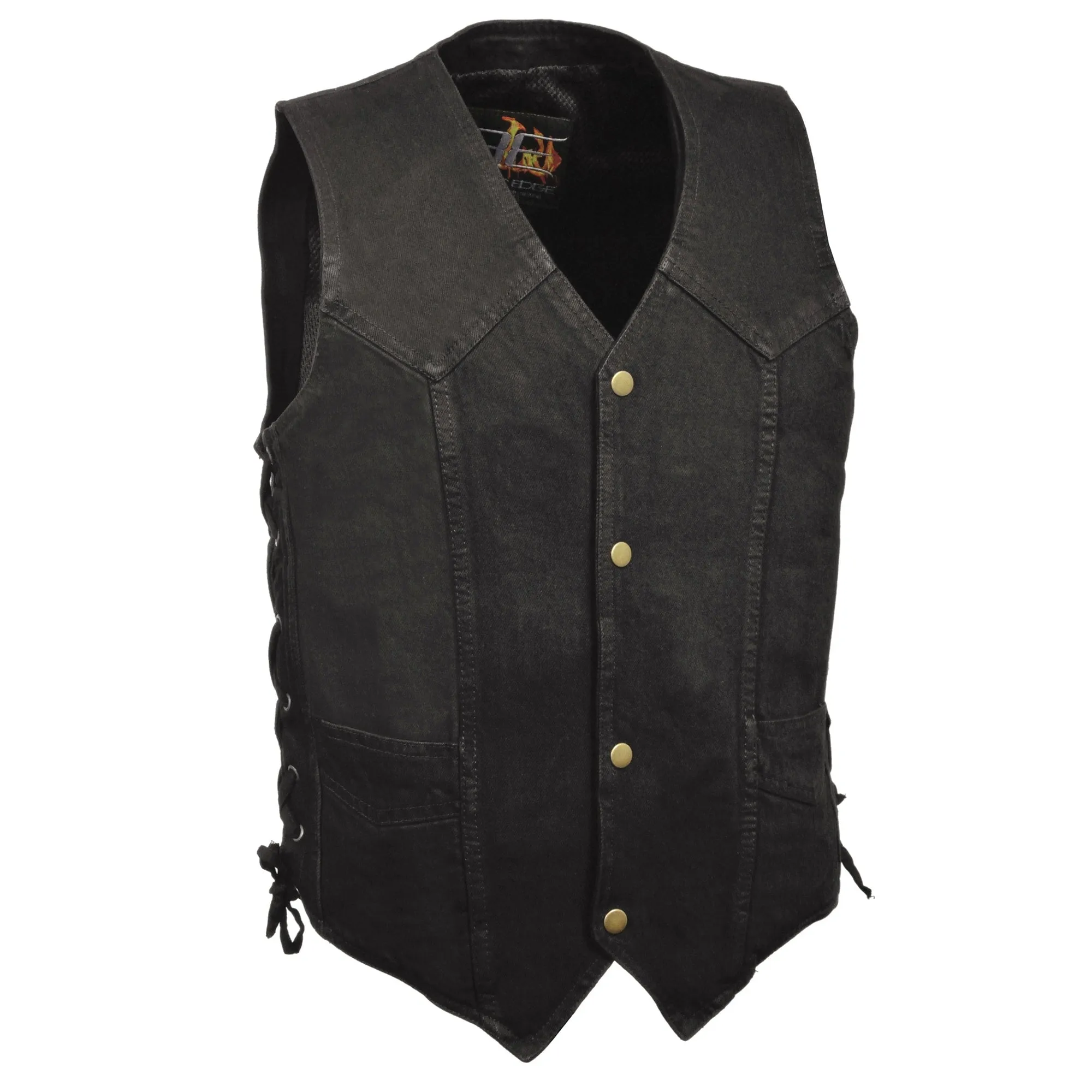 Men’s Classic Snap Front Side Lace Denim Vest