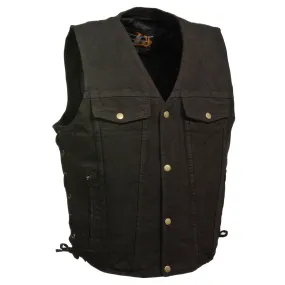 Men’s Side Lace Denim Vest w/ Chest Pockets