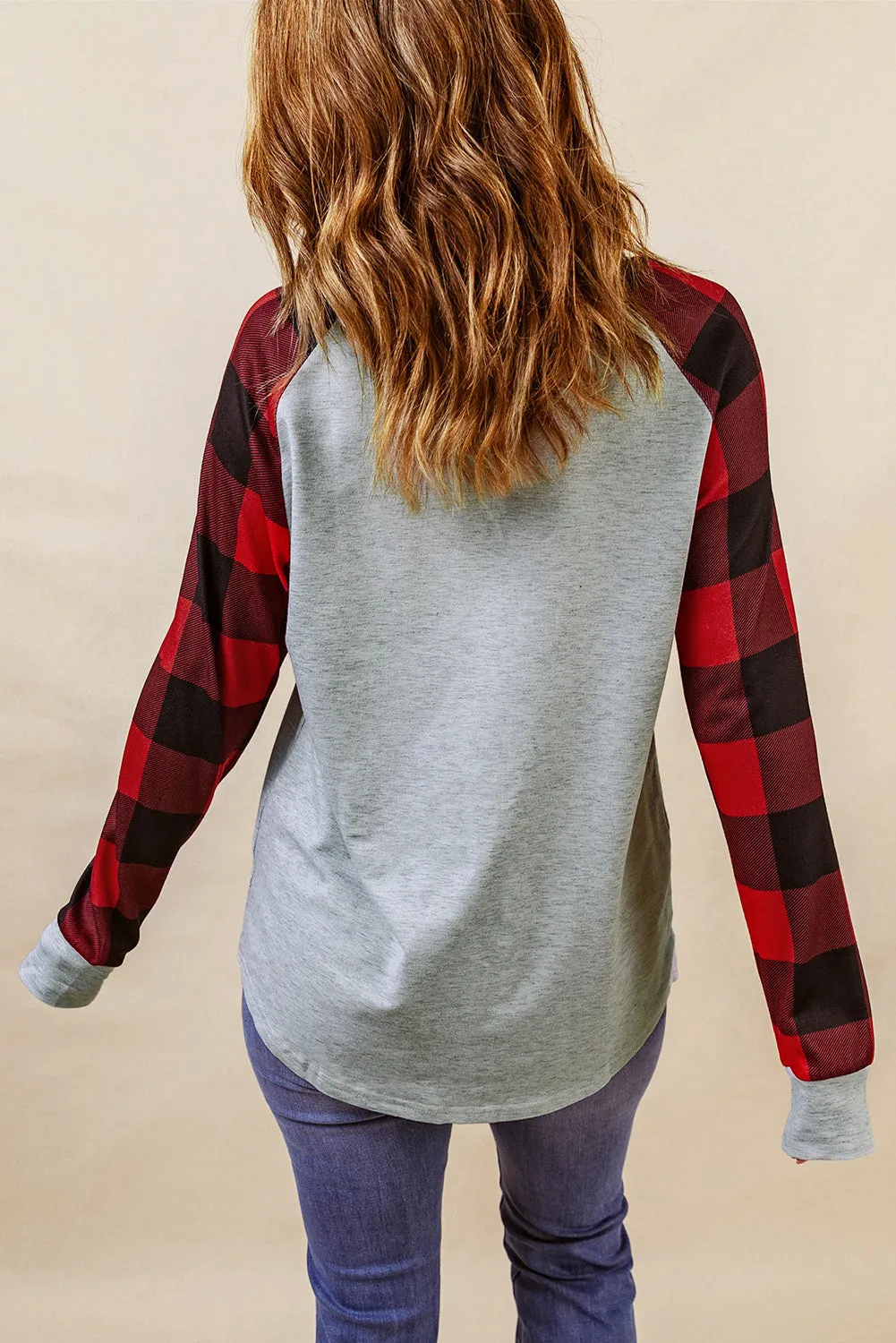 Merry Christmas Truck Plaid Patchwork Pullover Sweatshirt