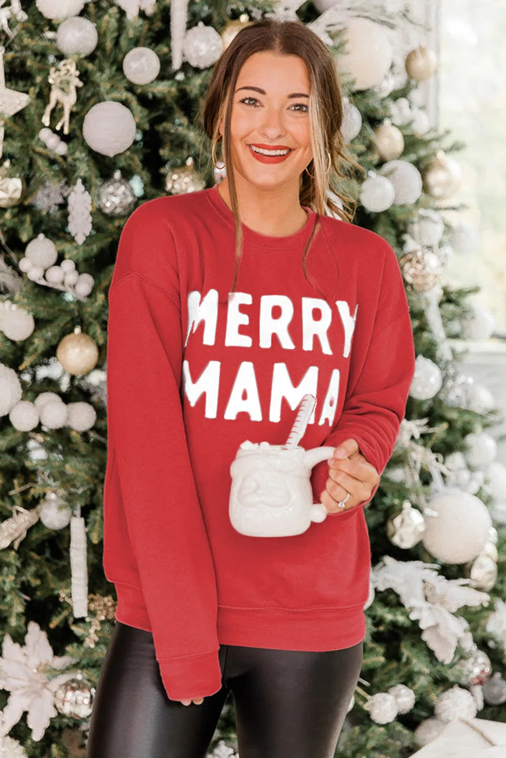 MERRY MAMA Long Sleeve Pullover Sweatshirt