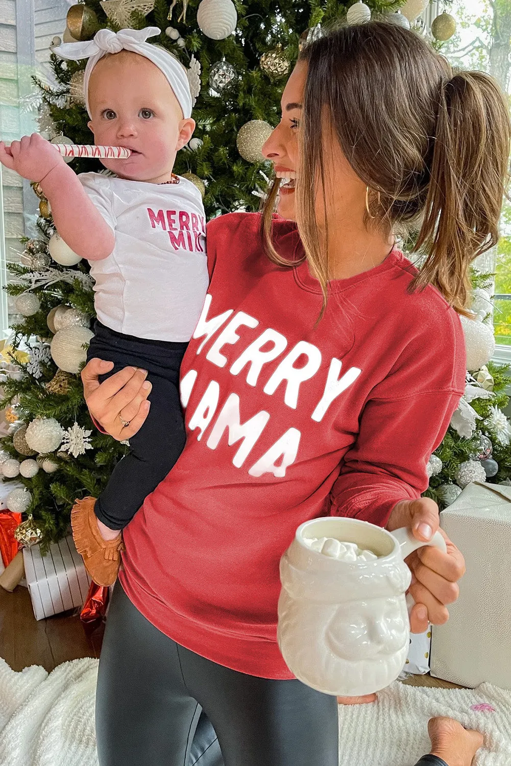 MERRY MAMA Long Sleeve Pullover Sweatshirt