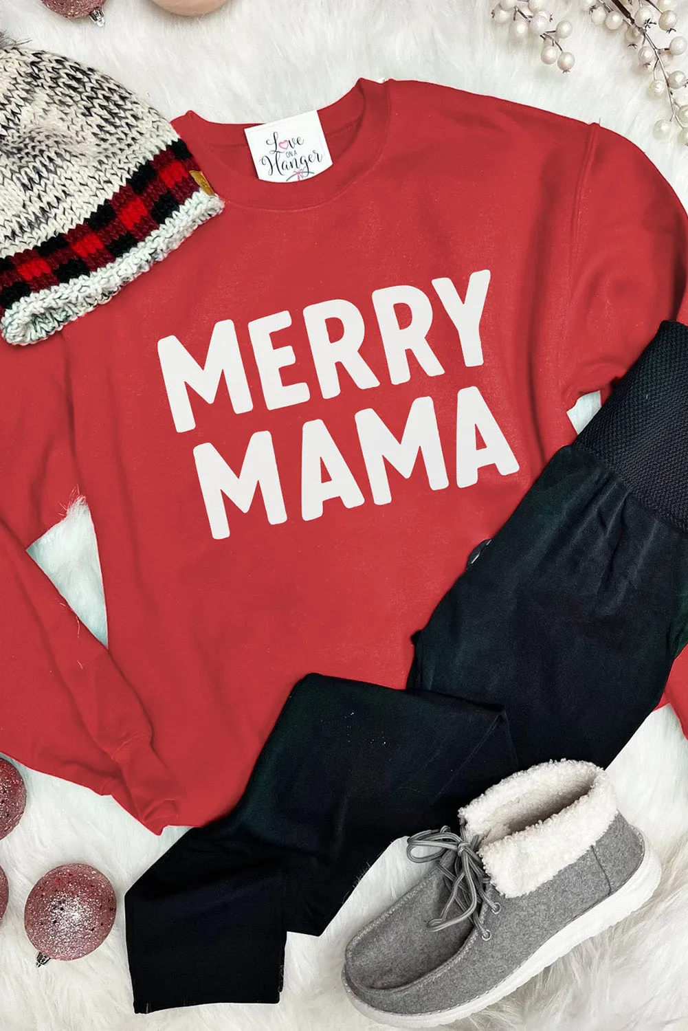 MERRY MAMA Long Sleeve Pullover Sweatshirt