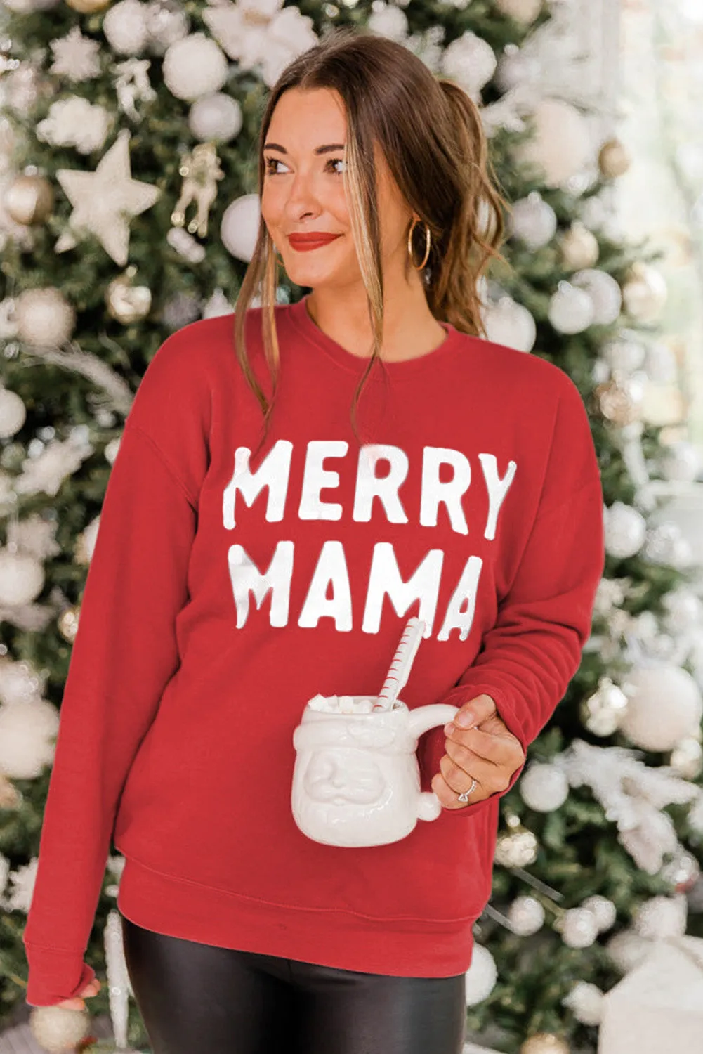 MERRY MAMA Long Sleeve Pullover Sweatshirt