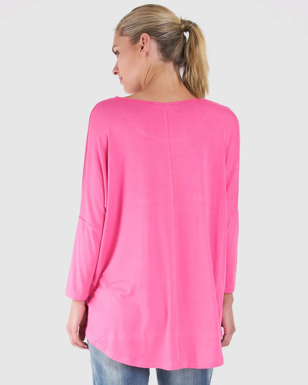 Milan 3/4 sleeve tee hot pink