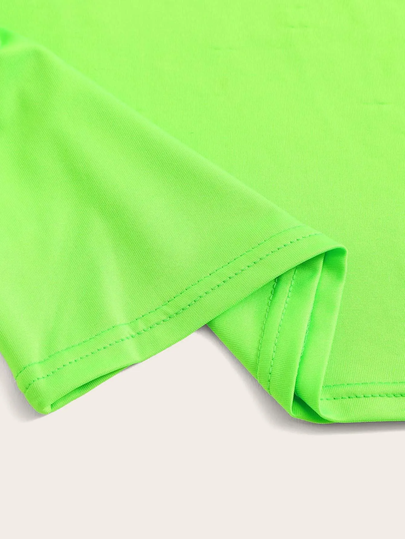 Neon Green Stand Collar Skinny Tee