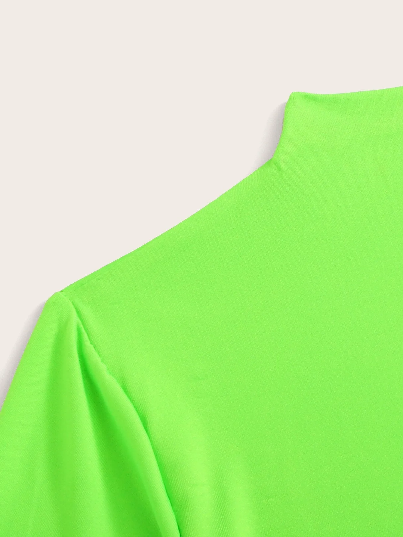 Neon Green Stand Collar Skinny Tee