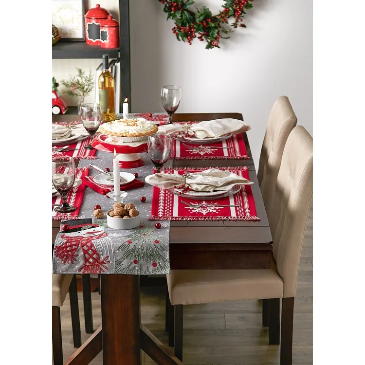 Nordic Snowflake Stripe Jacquard Placemats Set of 4