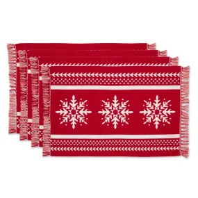 Nordic Snowflake Stripe Jacquard Placemats Set of 4