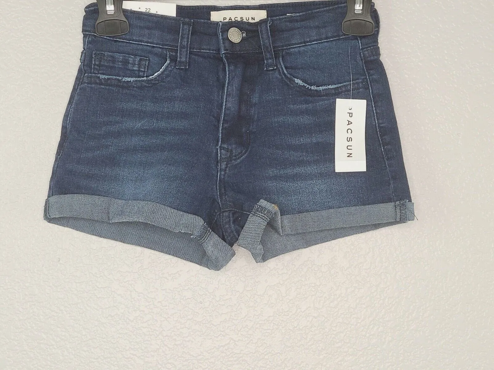 PacSun L.A. Women's Daniel Blue Denim Mid-Rise The Shortie Shorts Size 22