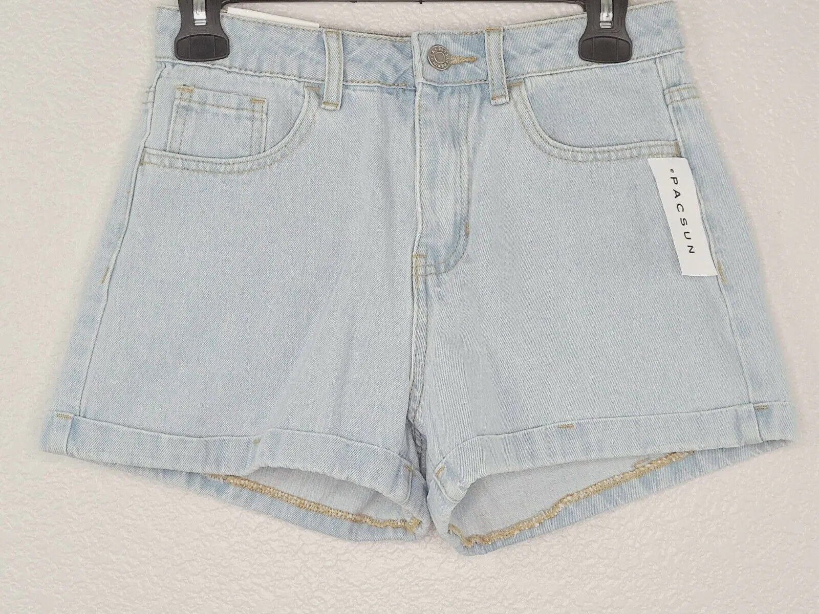 PacSun L.A. Women's Washed Out Blue Denim High Rise Mom Shorts Size 25