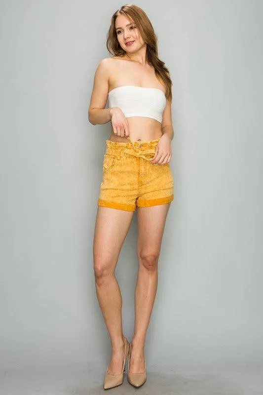 Paperbag High Waist Belted Ash Wash Colored Shorts