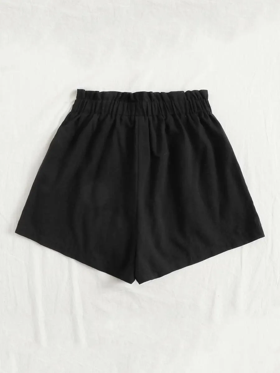 Paperbag Waist Slant Pocket Short