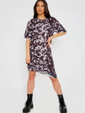 Paris Tie-Dye Midi Dress In Black