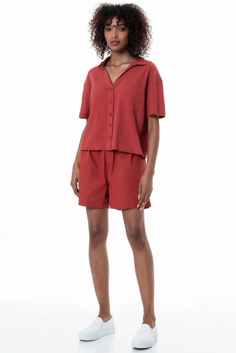 Poplin Pull On Shorts _ 153865 _ Red