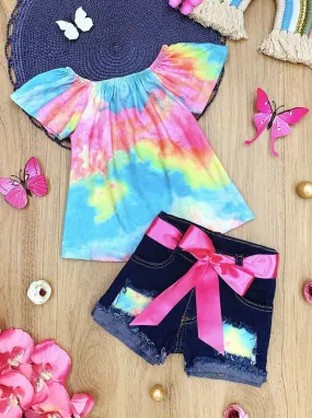 Rainbow Realness Patched Denim Shorts Set